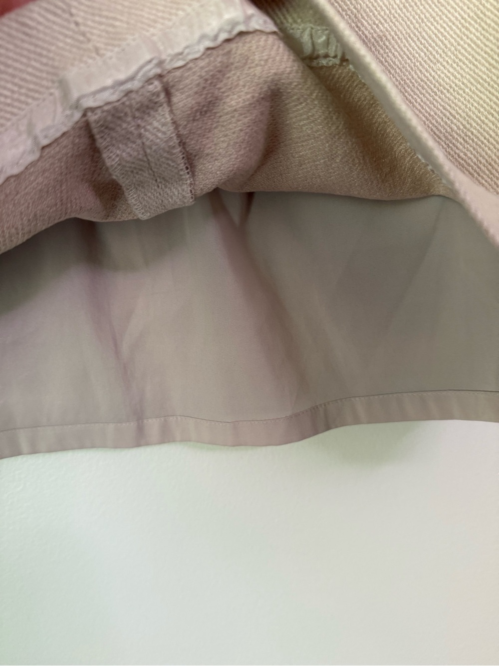 2010's Ann Taylor Beige Textured Linen Cotton Zip Front Panel Mini Skirt Size 10 - Picture 7 of 11
